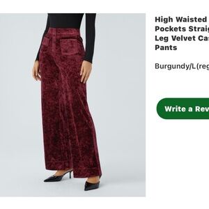 HALARA Burgundy Velvet Wide Leg Pants